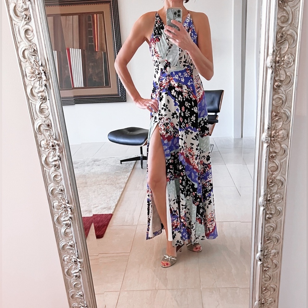 Yumi Kim "Kat" Maxi Flower Print Silk Dress Size S